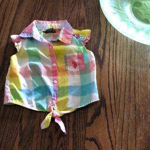 Sweet pastel plaid girls tie crop top